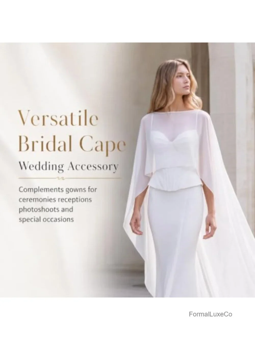 Chiffon Bridal Cape Asymmetric Wedding Shawl Wrap Cover Up